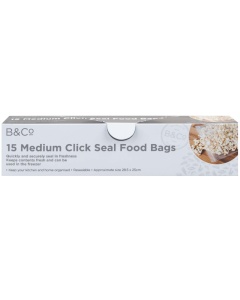 Medium Click Seal Food Bags – Pack of 15, B&Co