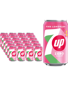 7up Pink Lemonade Zero Sugar - Pack of 24 x 330ml Cans - Refreshing Drink Without Added Sugar