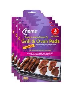 Fat Reducing Grill & Oven Pads – Pack of 12 (4 x 3pk) – Absorbent & Non-Stick, Home Connection