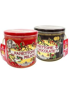 Authentic Italian Panettone in Tin pack of 2 (1kg Chocolate + 1kg Original)