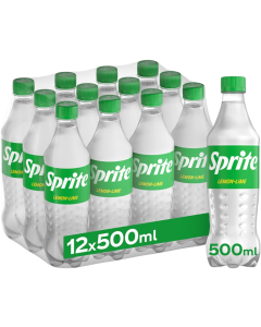 Sprite Regular Lemon-Lime Bottles - Pack of 12 x 500ml Refreshing Lemon Lime Flavour Drinks, BBE: 30.11.2025