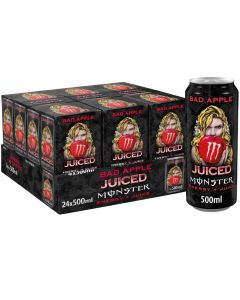 Monster Bad Apple Energy Drink 500ml Cans - Pack of 24 (6x4pk), Crisp Apple Kick