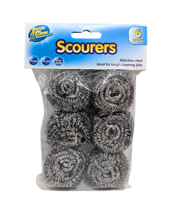 Stainless Steel Scourers – Pack of 6 - Durable, Reusable & Long-Lasting for Tough Cleaning Jobs
