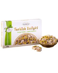 Incibeyaz Turkish Delight With Pistachio 400g - Made With Beet Sugar - Halal & Gluten Free