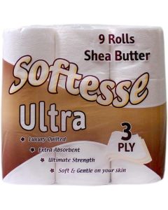 Softesse Ultra Shea Butter Scented 3 PLY Toilet Rolls (5 x9pk) 45 Rolls