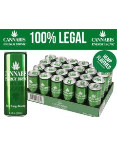 Cannabis Energy Drink Hemp Seed Extract, Taurine & Caffeine (Vegan, Gluten Free, Beet Sugar) made with Spring Water 250ml x 24
