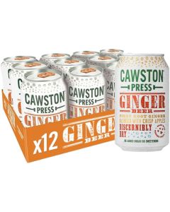 Cawston Press Sparkling Ginger Beer - Pack of 12 x 330ml - Fizzy Apple Juice Drink with Ginger