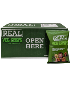 Real Veg Crisps Lightly Salted 35g x 18, Beetroot, Carrot, Sweet Potato & Parsnip, Gluten Free & Vegan
