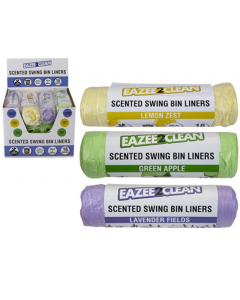 Scented Swing Bin Liners with Tie Handle 50L - Pack of 3 × 16 Bags (Total Bags - 48) - Scents Available: Lavender Fields, Green Apple & Lemon Zest - Size 36cm x 86cm