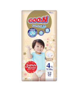 GOO.N Japan Brand Breathable Nappies Tape Style 52pcs Size 4 (9-14kg) Super Absorbent Cotton-Like Soft Materials