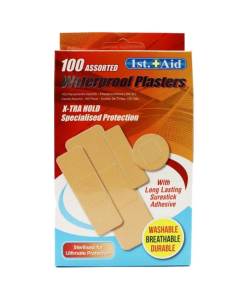 1st.+Aid 100 Assorted Waterproof Plasters – X-TRA Hold Adhesive – Washable, Breathable & Durable