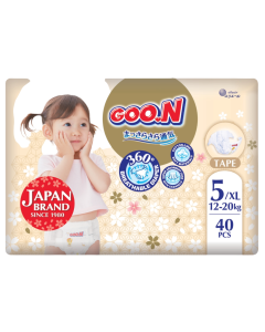GOO.N Japan Brand Breathable Nappies Tape Style 40pcs Size 5 (12-20kg) Super Absorbent Cotton-Like Soft Materials