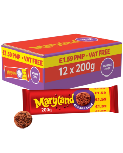 Maryland Double Choc PMP - Pack of 12 x 200g - Chocolate flavoured cookies with chocolate chips