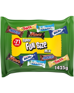 Super Fun Size Chocolate Mix 1425g – 71 Assorted Treats Featuring Snickers, Twix, Bounty, Milky Way & Mars
