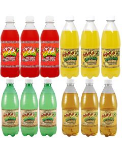 Bigga Mix Case Fruit Punch, Pineapple, Jamaica Kola, Ginger Beer 600ml (Pack of 12)