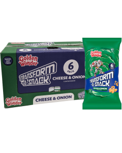 Golden Wonder Transform-A-Snack Cheese & Onion Flavour - Pack of 72 - 12 x (6x12g) - Baked Not Fried Snacks
