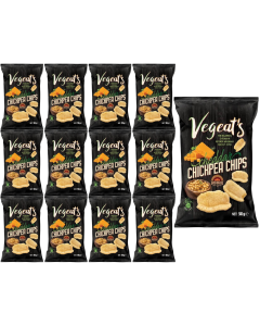 Vegeat's Cheddar Chickpea Chips 50g x 12- Oven Baked not Fried , High Fiber