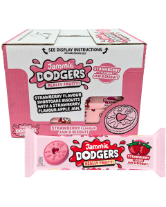 Jammie Dodgers Strawberry Flavour Jam & Biscuit - Pack of 18 x 140g – Shortcake Biscuits with Strawberry & Apple Jam Filling