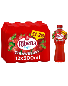 Ribena Light Strawberry PMP 12 x 500ml No added Sugar  BBE: June 2025