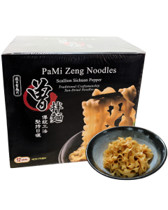 PaMi Zeng Scallion Sichuan Pepper Sun-Dried Noodles - Pack of 12 x 116g, Non-Fried Traditional Craftsmanship