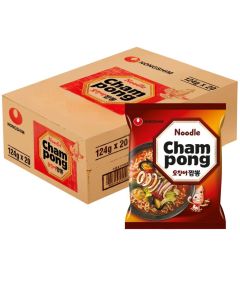 Nongshim Champong Noodle - Pack of 20 x 124g - Deep & Savoury Seafood Taste