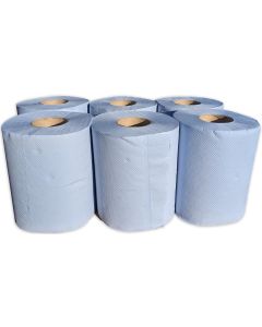 Blue Rolls 2ply Embossed Centre Feed Hygiene 1x6pk