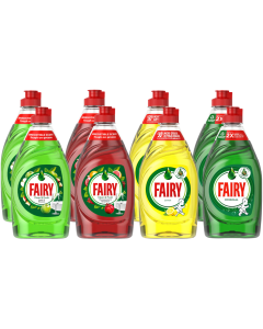 Fairy Washing Up Liquid Mixed Selection 320ml x 8 - 2 Each of Lemon, Apple, Original & Pomegranate Grapefruit