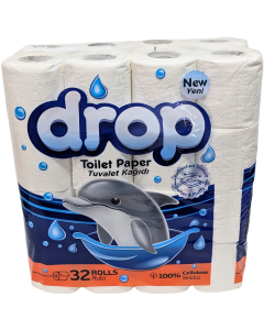 Drop Toilet Rolls 2ply  – Pack of 32 Rolls – Softer & Fluffy, Refreshed Texture Toilet Paper