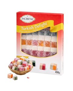 Incibeyaz Pasha Mixed Fruit Turkish Delight Selection 450g - Halal & Gluten Free