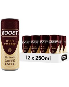 Boost Iced Coffee Caffe Latte, 12 x 250 ml, Ready-To-Drink Cold Brew Coffee Drink