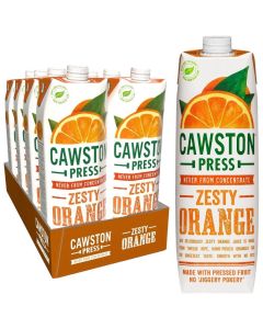 Cawston Press Zesty Orange Pressed Juice - Pack of 8 x 1L - Fresh, Vibrant Orange Flavor