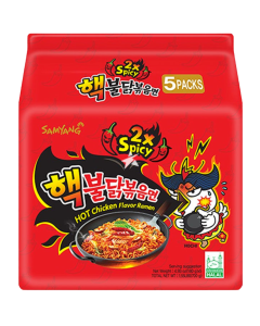Samyang Buldak 2x Spicy Hot Chicken Flavour Ramen - Pack of 5 x 140g - Stir-Fried Ramen, Halal
