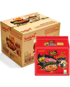 Samyang Buldak 2x Spicy Hot Chicken Flavour Ramen - Pack of 40 (8x5pk) x 140g - Stir-Fried Ramen, Halal