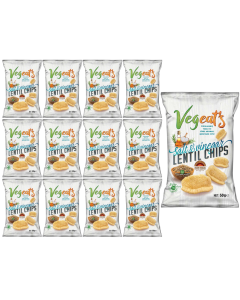 Vegeat's Salt & Vinegar Lentil Chips - Pack of 50g x 12 Oven Baked not Fried , Vegan