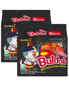 Samyang Buldak Hot Chicken Flavor Ramen - Pack of 10 (2x5pk) x 140g - Stir-Fried Ramen, Halal