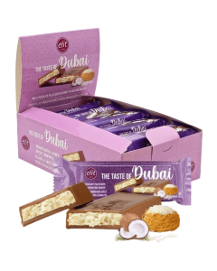 Elit Dubai Milk Chocolate Filled with Coconut Cream & Kadayif 30g - Pack of 24 Bars