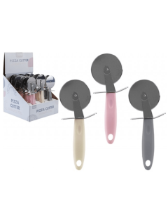 Stainless Steel Pizza Cutter – Assorted Colours (1PC, Colour Sent at Random: Pink, Grey, Cream)