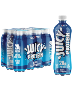 SCI-MX Juicy Blue Raspberry Protein Drink (20g Protein) -  Pack of 12 x 500ml Bottle - Real Fruit Juice, No Sugar Added