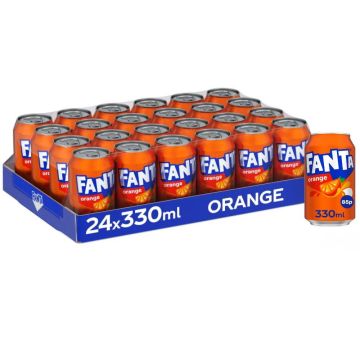Fanta Orange PMP Soft Drink 330ml Cans – Pack of 24 - A Delicious, Zesty Orange Carbonated Soft Drink