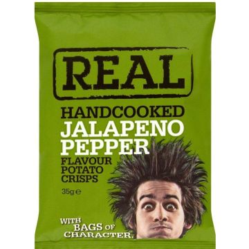 Real Hand Cooked Jalapeno Pepper Potato Crisps 24 x 35g