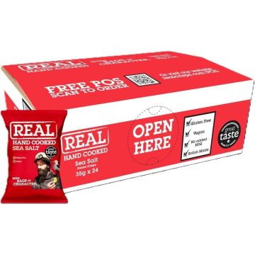 Real Hand Cooked Sea Salt Potato Crisps 35g x 24 - Best Before: 25-Oct-2025