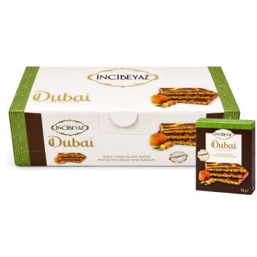Incibeyz Dubai Milk Chocolate - Pack of 12 x 30g - Filled with Pistachio Cream and Kadaifi
