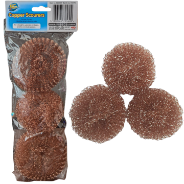 Copper Scourers Copper Coated 3pcs, Ideal for Tough Cleaning Jobs - Eazee2 Clean