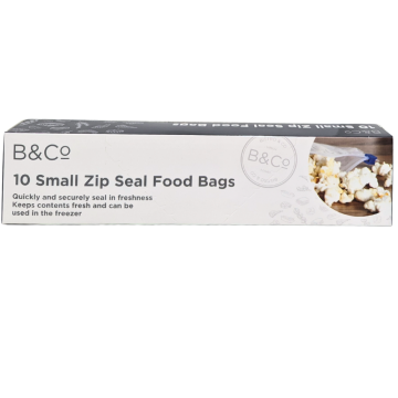 Small Zip Seal Food Bags Pack of 10, B&Co