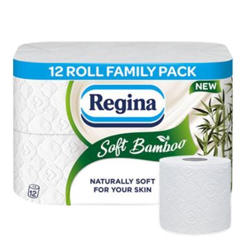 Regina Soft Bamboo 3-Ply Tissue Rolls - Pack of 12
