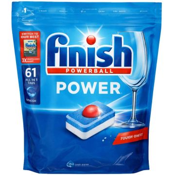 Finish Power Powerball All-in-One Dishwasher Tablets – 61 Tabs, Fresh Scent, Intensive Clean & Shine
