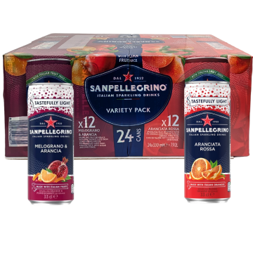 San Pellegrino Italian Sparkling Fruit Juice Drink – Variety Pack of 24 x 330ml (12x Blood Orange & 12x Pomegranate & Orange)