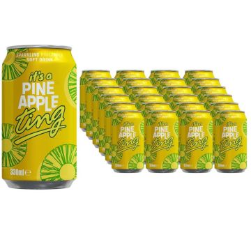 Ting Sparkling Pineapple Soft Drink Cans - Pack of 24 x 330ml - Crisp & Refreshing