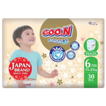 GOO.N Japan Brand Breathable Nappies Pants 30pcs Size 6 (15-25kg) Super Absorbent Cotton-Like Soft Materials Pant Style