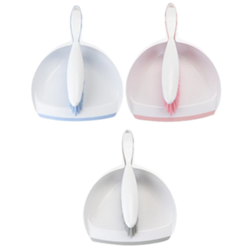 DUSTPAN & BRUSH In 3 ASSORTED COLOURS - BLUE, PINK & GREY